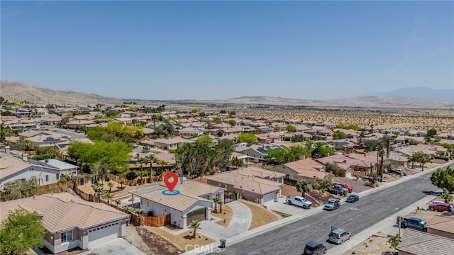 aerial view featuring a residential view and a mountain view