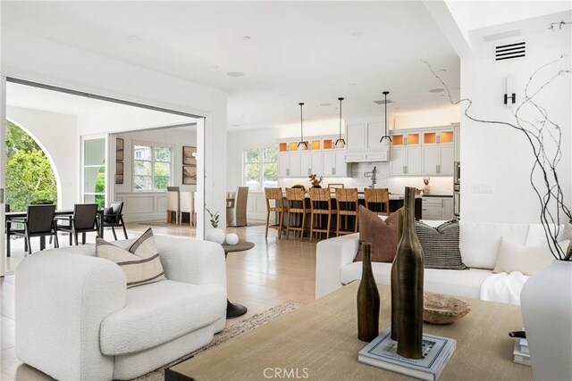 living area with visible vents