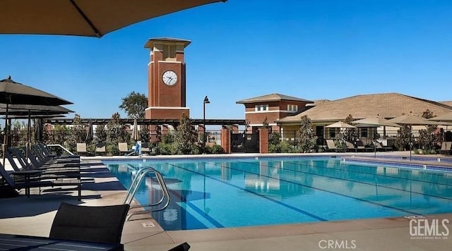 community pool with fence