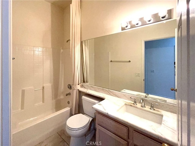 22810 Mountain Ash Cir, Corona, CA 92883 - bathroom featuring toilet, vanity, washtub / shower combination, and tile patterned floors