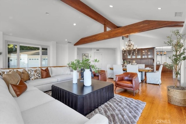 12 Bowie Rd, Rolling Hills, CA 90274 - living room featuring a chandelier, light wood-style flooring, and recessed lighting