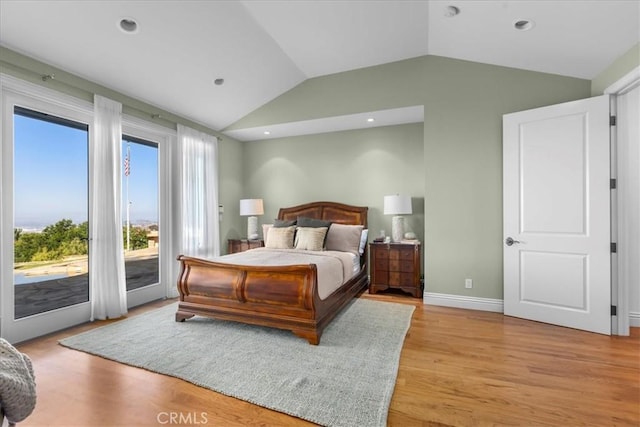 12 Bowie Rd, Rolling Hills, CA 90274 - bedroom with lofted ceiling, access to exterior, light wood-type flooring, and baseboards