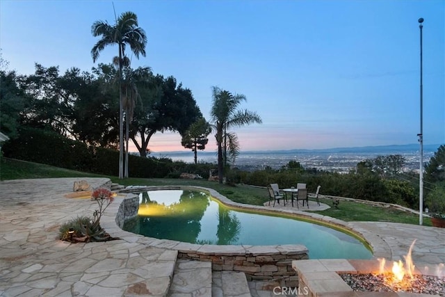 12 Bowie Rd, Rolling Hills, CA 90274 - outdoor pool featuring a fire pit and a patio area