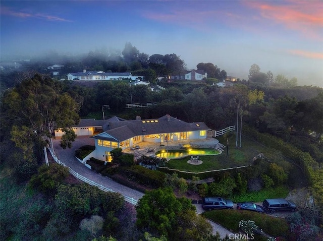 12 Bowie Rd, Rolling Hills, CA 90274 - aerial view at dusk