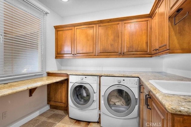12 Bowie Rd, Rolling Hills, CA 90274 - laundry room featuring cabinet space, washer and clothes dryer, and baseboards
