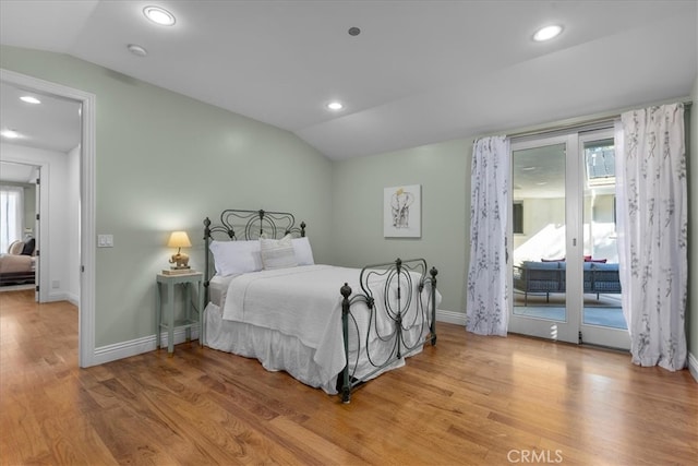 12 Bowie Rd, Rolling Hills, CA 90274 - bedroom featuring vaulted ceiling, light wood finished floors, access to outside, and recessed lighting