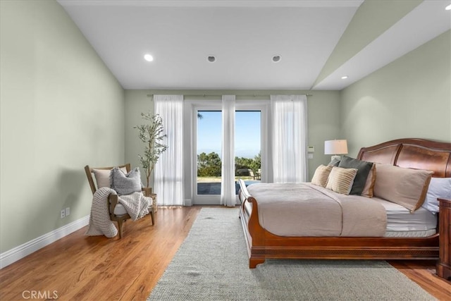 12 Bowie Rd, Rolling Hills, CA 90274 - bedroom featuring lofted ceiling, access to exterior, light wood-style floors, baseboards, and recessed lighting