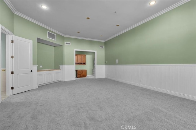 12 Bowie Rd, Rolling Hills, CA 90274 - carpeted spare room with wainscoting, ornamental molding, and recessed lighting