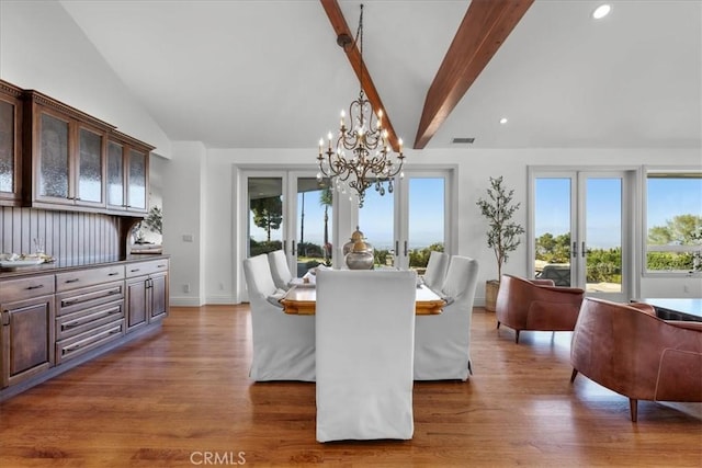 12 Bowie Rd, Rolling Hills, CA 90274 - dining area featuring a chandelier, wood finished floors, french doors, recessed lighting, and baseboards