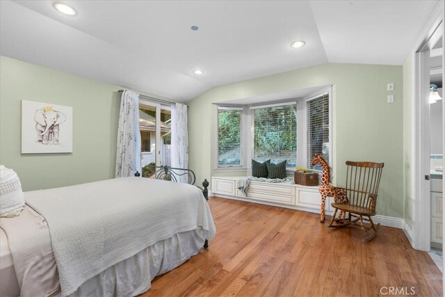 12 Bowie Rd, Rolling Hills, CA 90274 - bedroom with lofted ceiling, light wood-type flooring, multiple windows, recessed lighting, and baseboards
