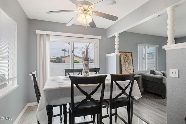 309 W Rosa St, Oxnard, CA 93033 - dining space featuring ceiling fan and baseboards