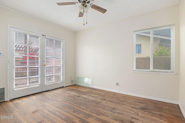 309 W Rosa St, Oxnard, CA 93033 - unfurnished room with a healthy amount of sunlight, wood finished floors, and a ceiling fan