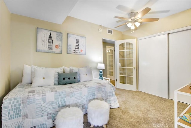 927 Alta Loma Dr, Corona, CA 92882 - bedroom featuring carpet flooring, a closet, and ceiling fan