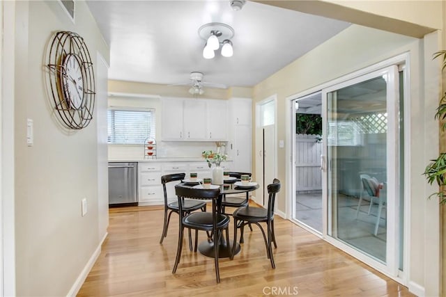 927 Alta Loma Dr, Corona, CA 92882 - dining room featuring ceiling fan and light wood-type flooring