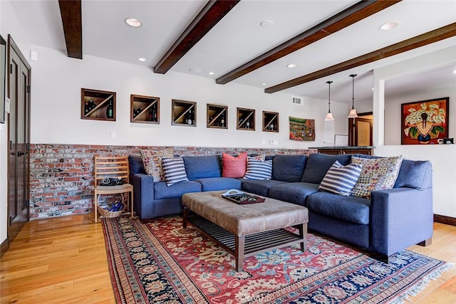 812 8th St, Manhattan Beach, CA 90266 - living area with visible vents, light wood-style flooring, and recessed lighting