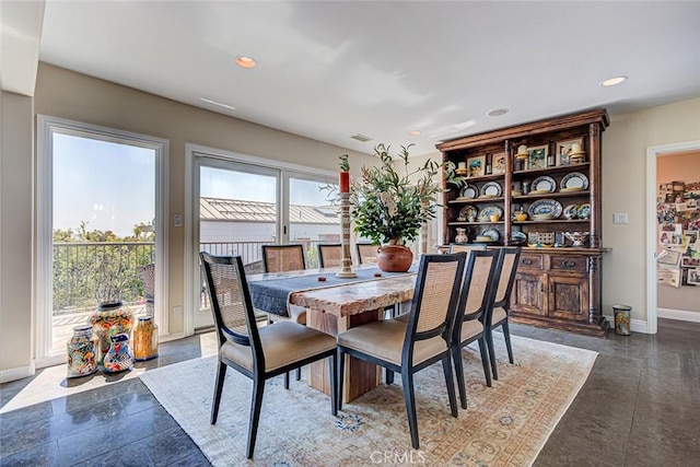 812 8th St, Manhattan Beach, CA 90266 - dining space with baseboards, visible vents, and recessed lighting