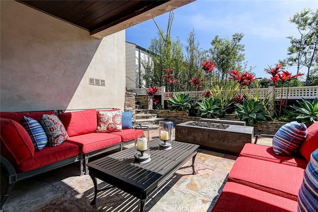 812 8th St, Manhattan Beach, CA 90266 - exterior space with an outdoor living space with a fire pit and fence