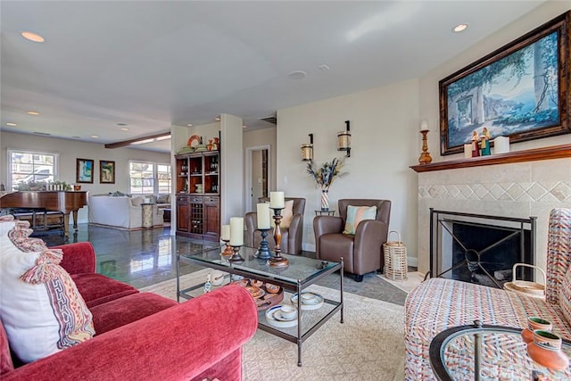 812 8th St, Manhattan Beach, CA 90266 - living room with a fireplace with flush hearth and recessed lighting
