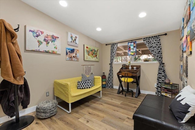 1576 Via Paloma, Escondido, CA 92026 - sitting room with wood finished floors, baseboards, and recessed lighting