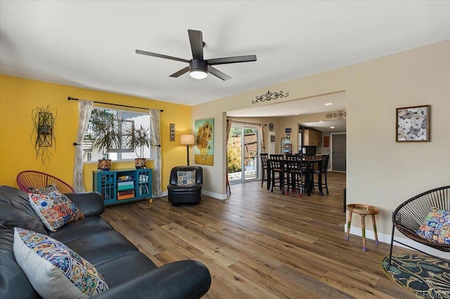 1576 Via Paloma, Escondido, CA 92026 - living room featuring baseboards, healthy amount of natural light, a ceiling fan, and recessed lighting