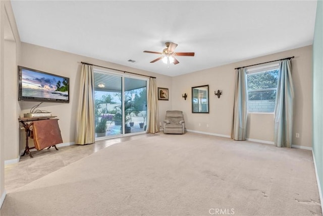 19069 Eldorado Rd, Perris, CA 92570 - unfurnished living room with ceiling fan and carpet