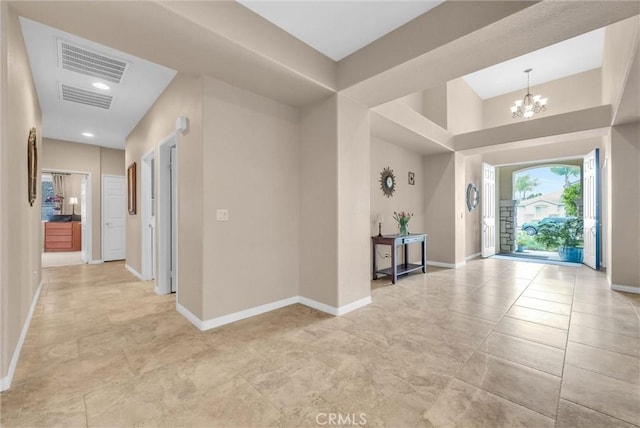 19069 Eldorado Rd, Perris, CA 92570 - entryway with a chandelier, recessed lighting, and light tile patterned floors