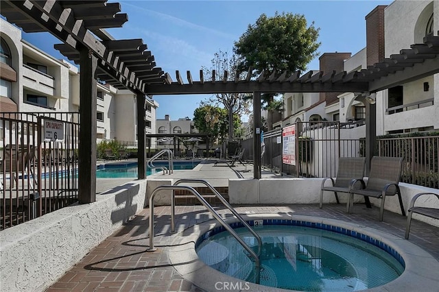 21650 Burbank Blvd Unit 111, Woodland Hills, CA 91367 - pool with a patio, fence, a community hot tub, and a pergola