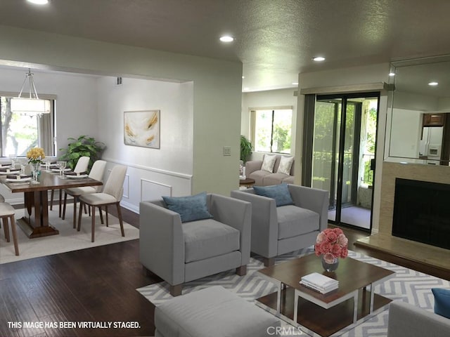 21650 Burbank Blvd Unit 111, Woodland Hills, CA 91367 - living area featuring recessed lighting, wood finished floors, and plenty of natural light