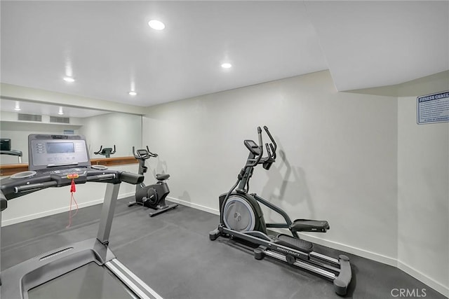 21650 Burbank Blvd Unit 111, Woodland Hills, CA 91367 - exercise room featuring baseboards and recessed lighting