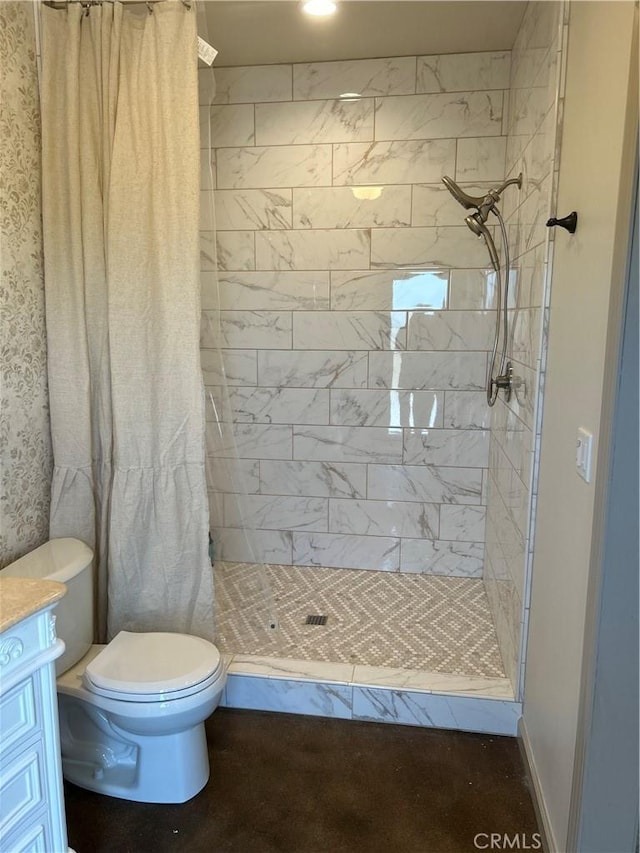 1160 Easy Ln, Nipomo, CA 93444 - bathroom featuring a shower stall, toilet, and vanity