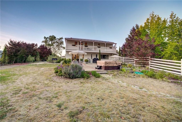 1160 Easy Ln, Nipomo, CA 93444 - rear view of house featuring a balcony, a patio, and a hot tub