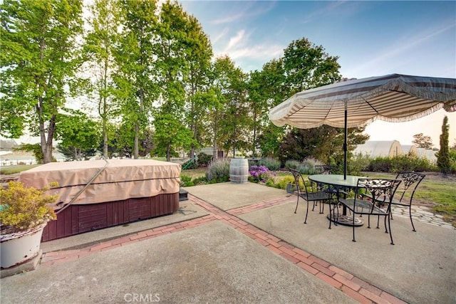 1160 Easy Ln, Nipomo, CA 93444 - view of patio / terrace with a hot tub and outdoor dining area