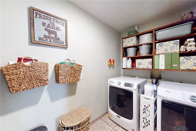 1160 Easy Ln, Nipomo, CA 93444 - clothes washing area with separate washer and dryer, light tile patterned floors, and baseboards