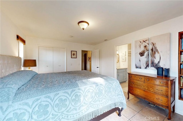 1160 Easy Ln, Nipomo, CA 93444 - bedroom featuring light tile patterned floors, a closet, and connected bathroom