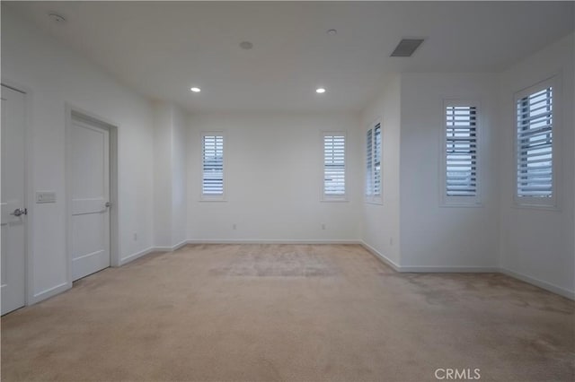 556 W Baseline Rd, Claremont, CA 91711 - unfurnished room featuring baseboards, visible vents, light colored carpet, and recessed lighting