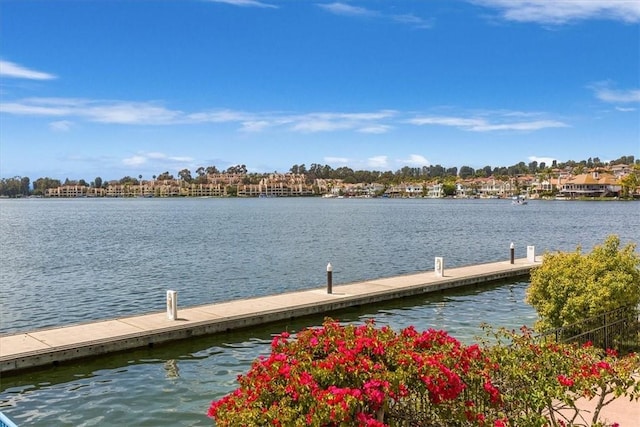 dock area featuring a water view