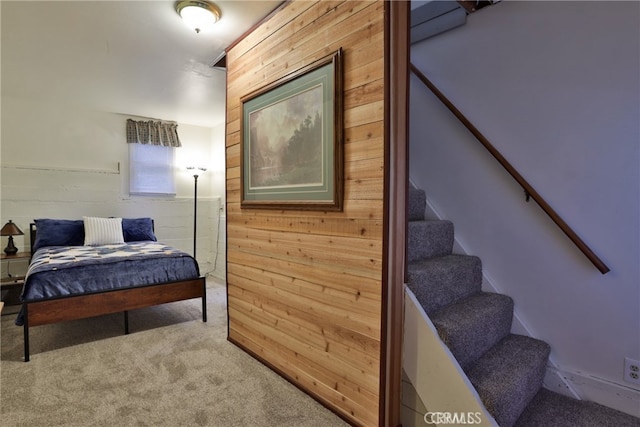 23800 Scenic Dr, Crestline, CA 92325 - interior space featuring wood walls and carpet