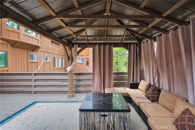 825 Grass Valley Rd, Lake Arrowhead, CA 92352 - view of patio featuring an outdoor hangout area and a gazebo