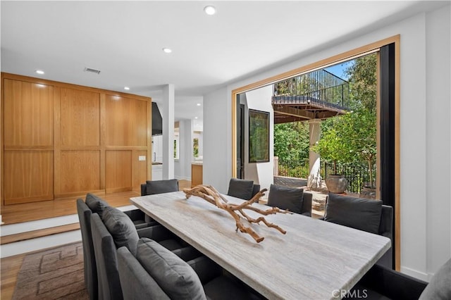 1935 Maverick Ln, North Tustin, CA 92705 - dining area featuring recessed lighting, visible vents, and wood finished floors