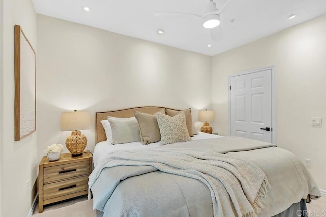 9253 Regents Unit A203, La Jolla, CA 92037 - bedroom featuring baseboards, ceiling fan, and recessed lighting