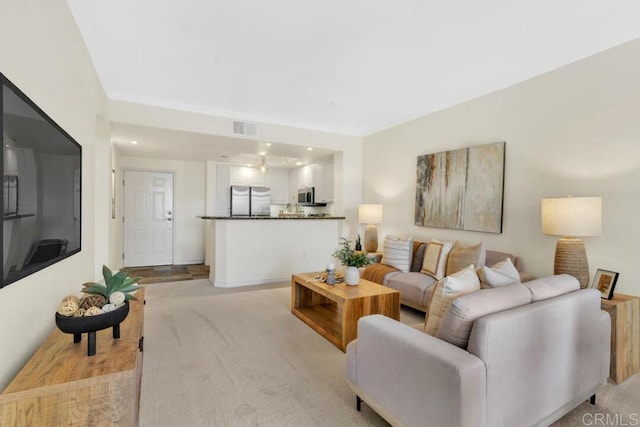9253 Regents Unit A203, La Jolla, CA 92037 - living room featuring light colored carpet and recessed lighting