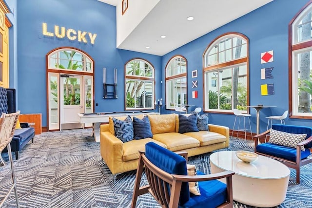 9253 Regents Unit A203, La Jolla, CA 92037 - community lobby featuring a towering ceiling and recessed lighting