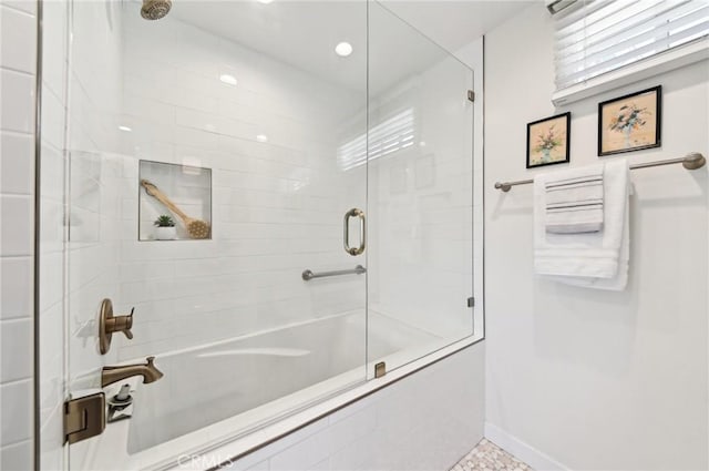 67 Corona Ave, Long Beach, CA 90803 - full bathroom with bath / shower combo with glass door, plenty of natural light, and baseboards