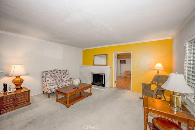2437 Florence Ave, Arcadia, CA 91007 - living area with a fireplace, crown molding, and carpet floors