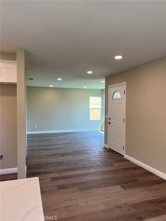 5912 Santa Ana Ave, Riverside, CA 92505 - foyer featuring dark wood-style floors, recessed lighting, visible vents, and baseboards
