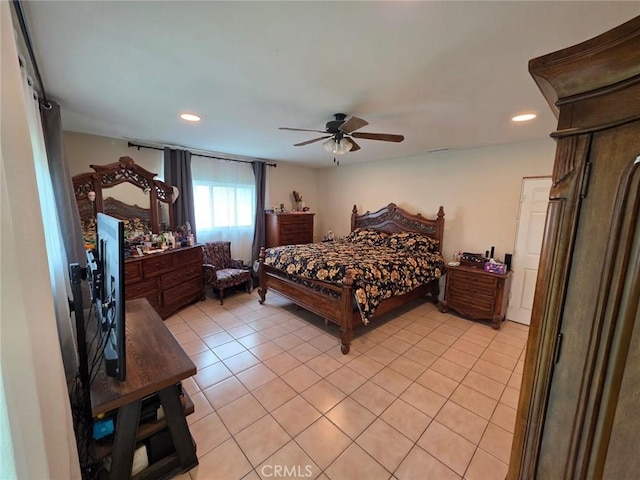 2998 Mary St, Riverside, CA 92506 - bedroom featuring a ceiling fan, light tile patterned floors, and recessed lighting