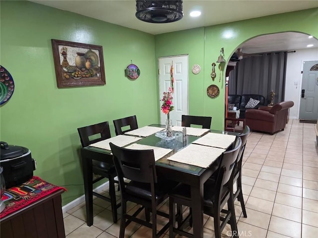 2998 Mary St, Riverside, CA 92506 - dining area featuring arched walkways, light tile patterned floors, and recessed lighting