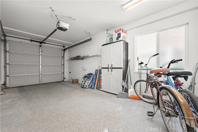 garage with a garage door opener
