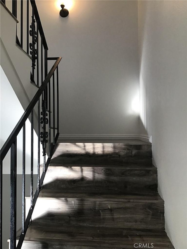 staircase featuring wood finished floors