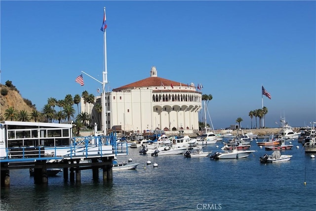 dock area featuring a water view